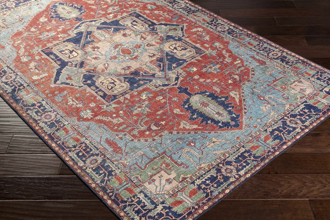 Ripplemead Blue And Red Traditional Style Area Rug - The Rug Decor
