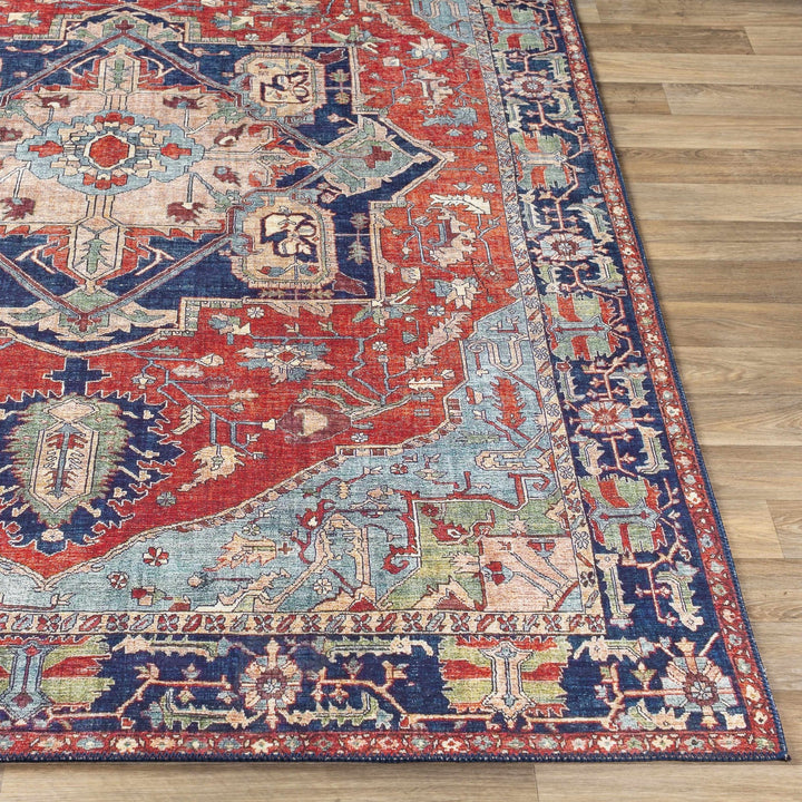 Ripplemead Blue And Red Traditional Style Area Rug - The Rug Decor