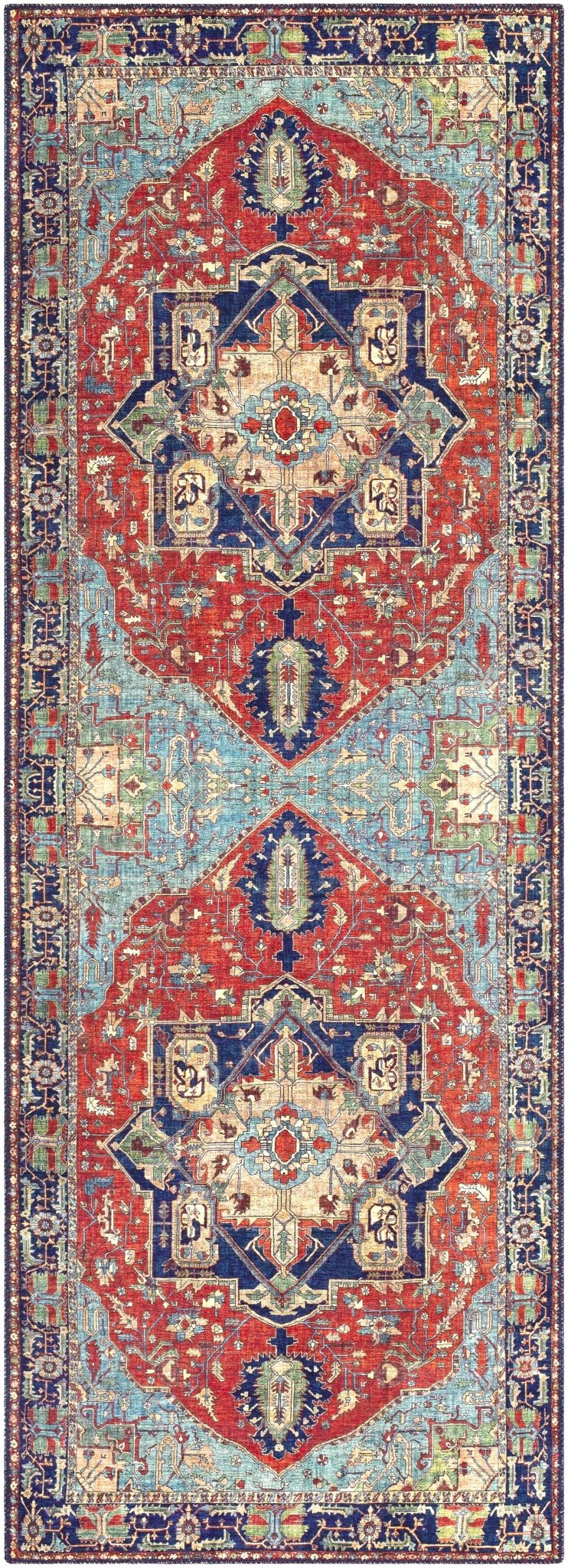 Ripplemead Blue And Red Traditional Style Area Rug - The Rug Decor