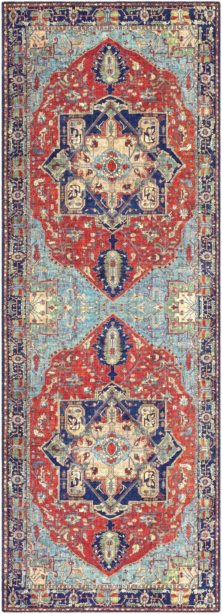 Ripplemead Blue And Red Traditional Style Area Rug - The Rug Decor