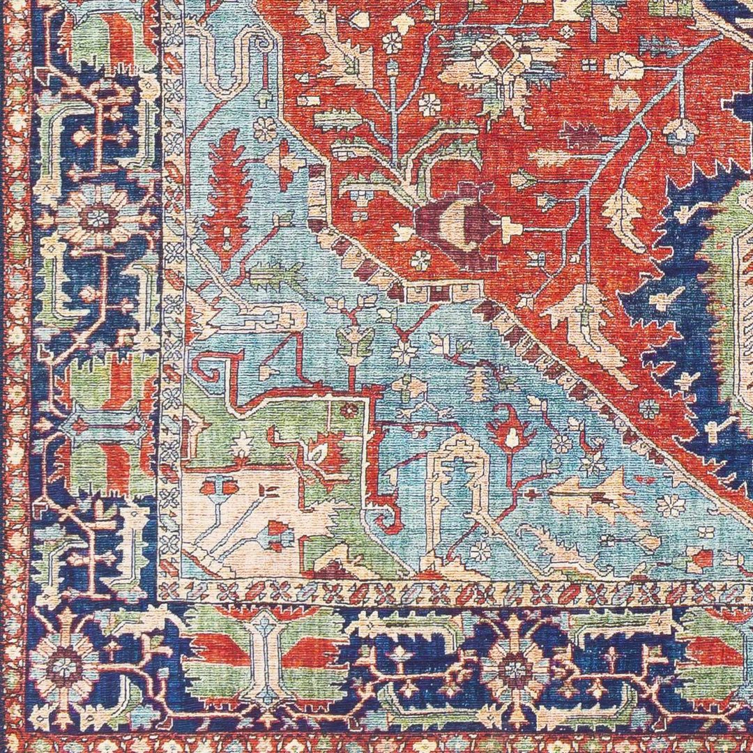 Ripplemead Blue And Red Traditional Style Area Rug - The Rug Decor