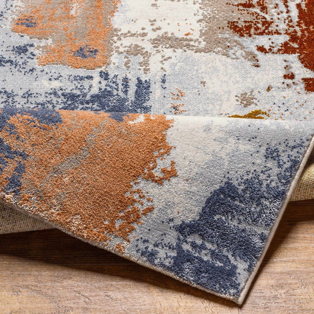 Rivers Modern Abstract Design Gray And Rust Area Rug - The Rug Decor