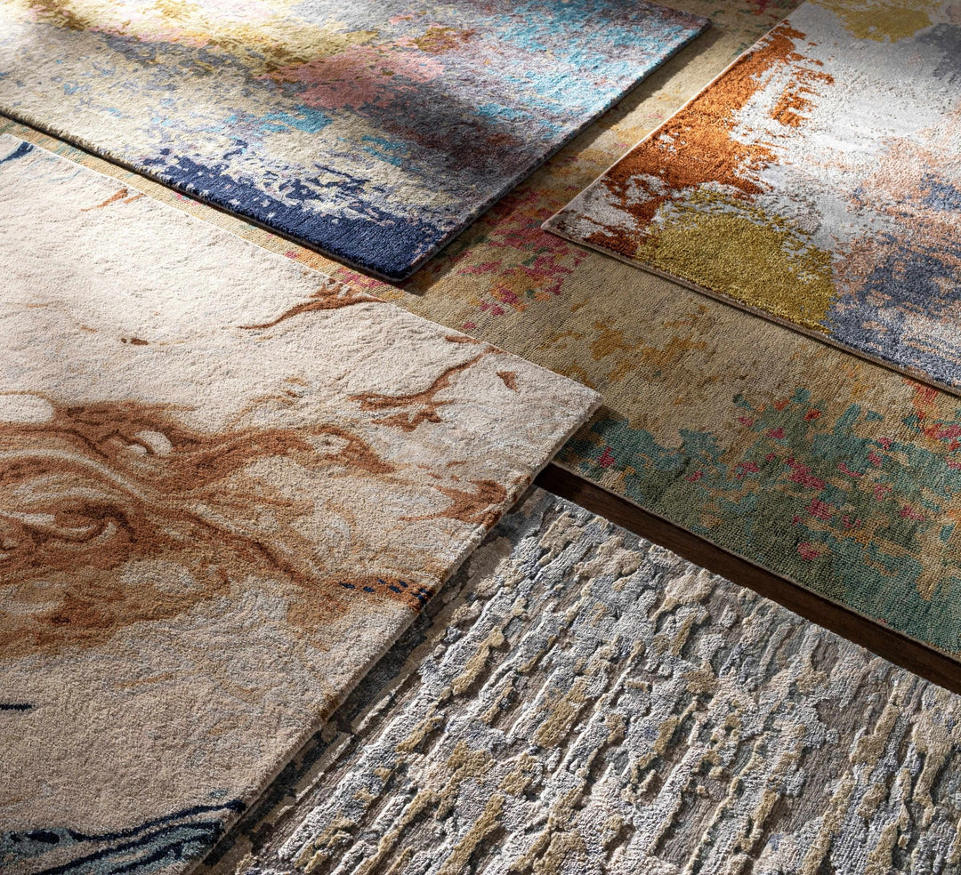 Rivers Modern Abstract Design Gray And Rust Area Rug - The Rug Decor