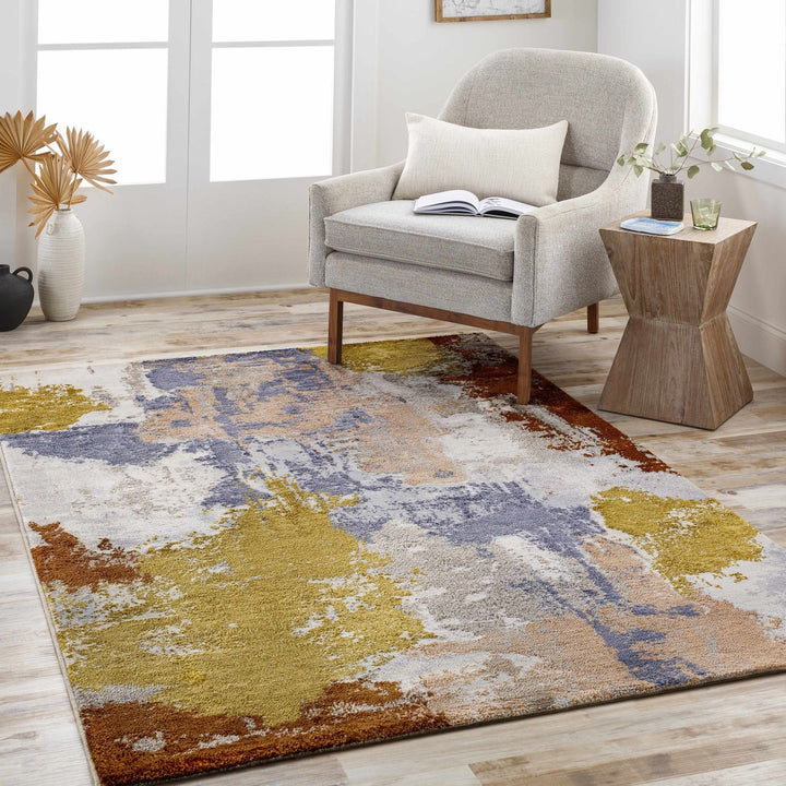 Rivers Modern Abstract Design Gray And Rust Area Rug - The Rug Decor