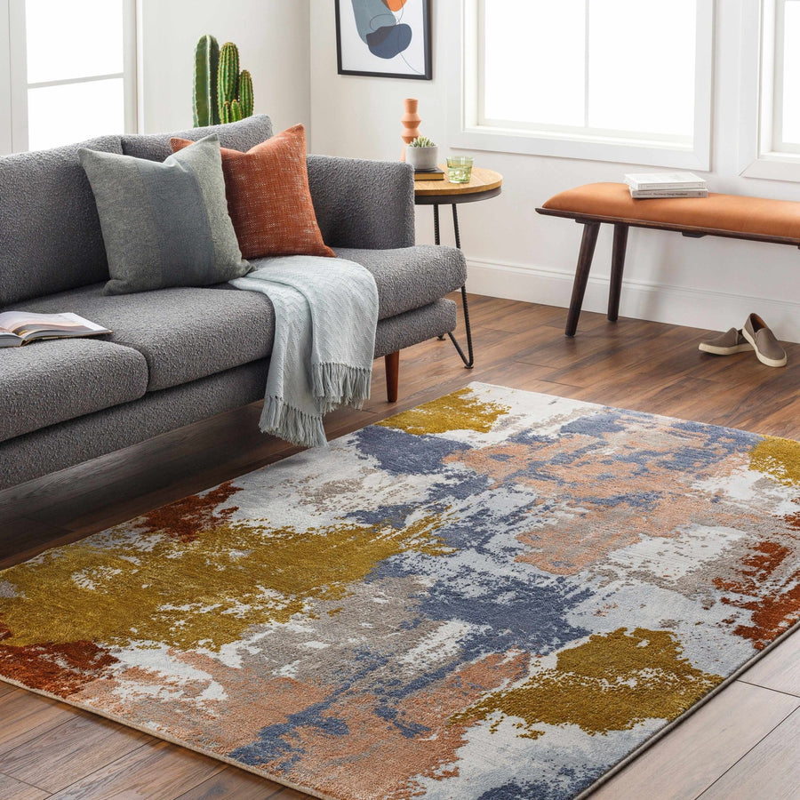 Rivers Modern Abstract Design Gray And Rust Area Rug - The Rug Decor