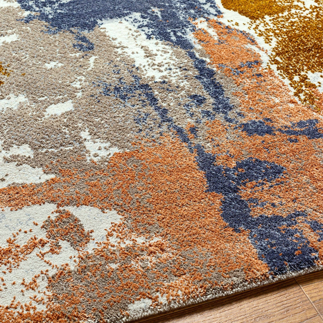 Rivers Modern Abstract Design Gray And Rust Area Rug - The Rug Decor