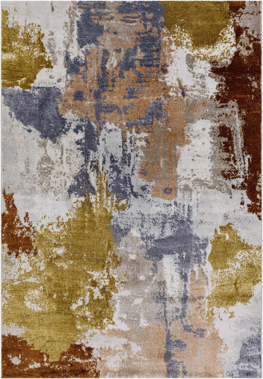 Rivers Modern Abstract Design Gray And Rust Area Rug - The Rug Decor