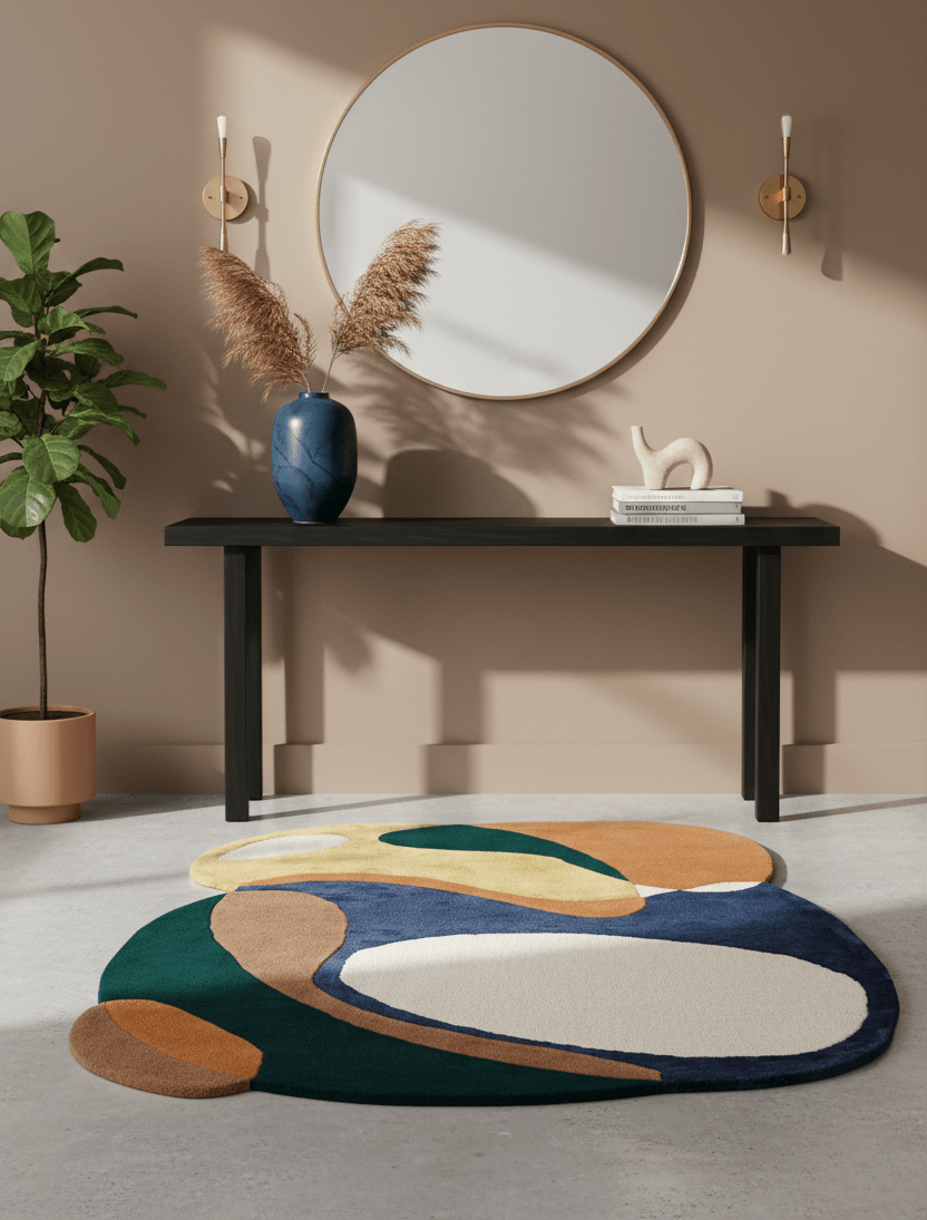 Riverstone Pattern Multicolor Hand Tufted 5x8 Wool Rug - The Rug Decor