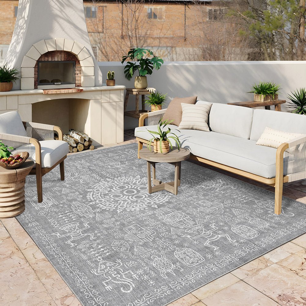 Rivet Silver Machine Washable Cotton Area Rug - The Rug Decor