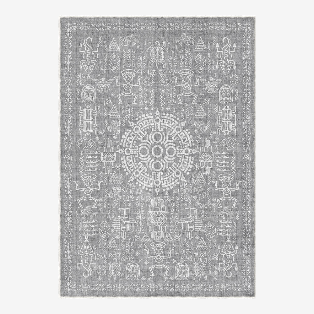 Rivet Silver Machine Washable Cotton Area Rug - The Rug Decor