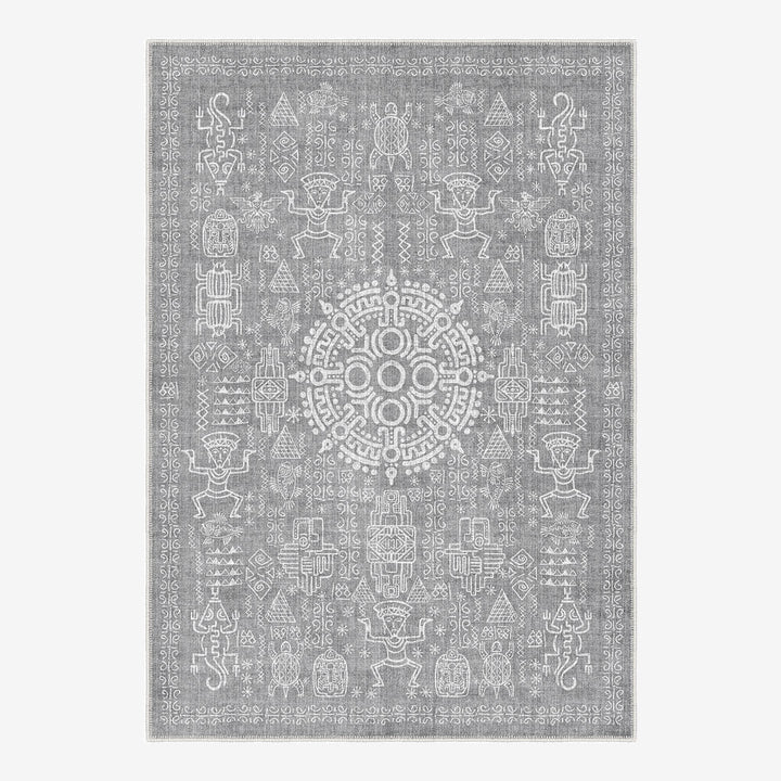 Rivet Silver Machine Washable Cotton Area Rug - The Rug Decor