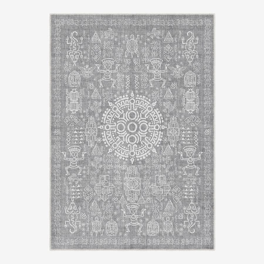 Rivet Silver Machine Washable Cotton Area Rug - The Rug Decor