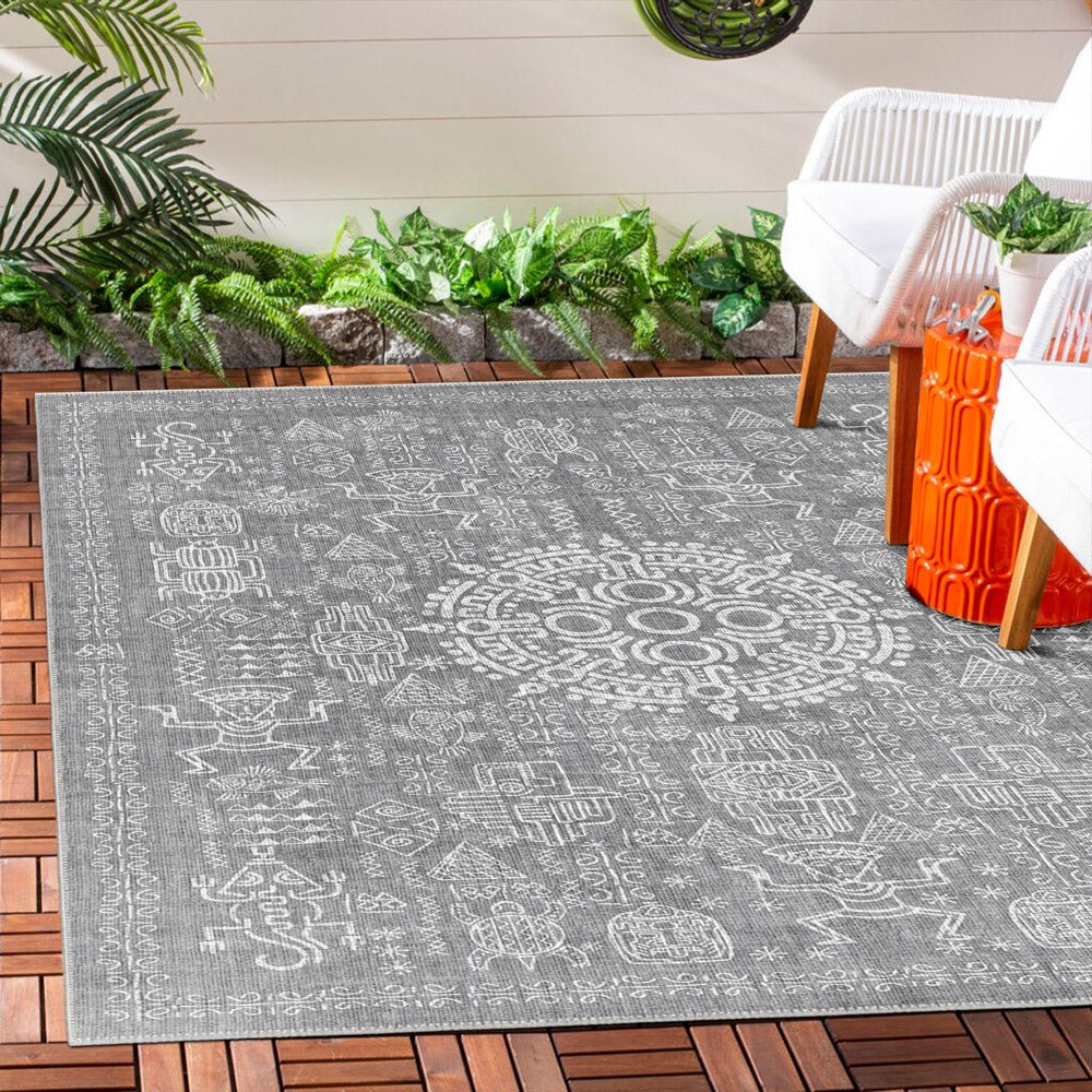 Rivet Silver Machine Washable Cotton Area Rug - The Rug Decor