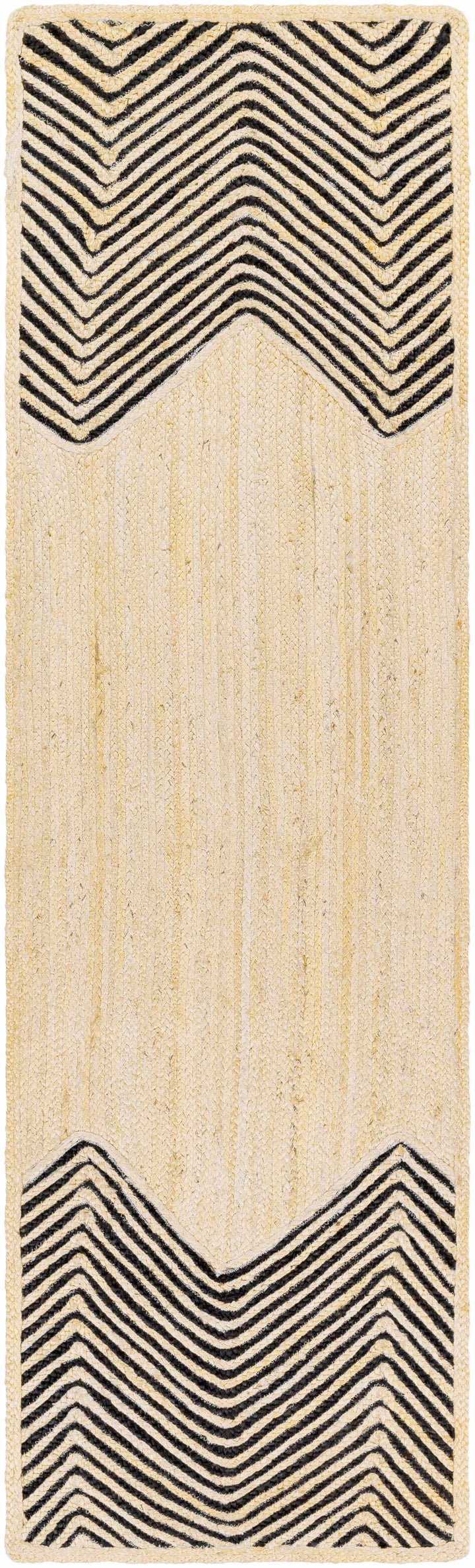 Ringstead Modern Geometrical Beige And Black Jute Braided Carpet