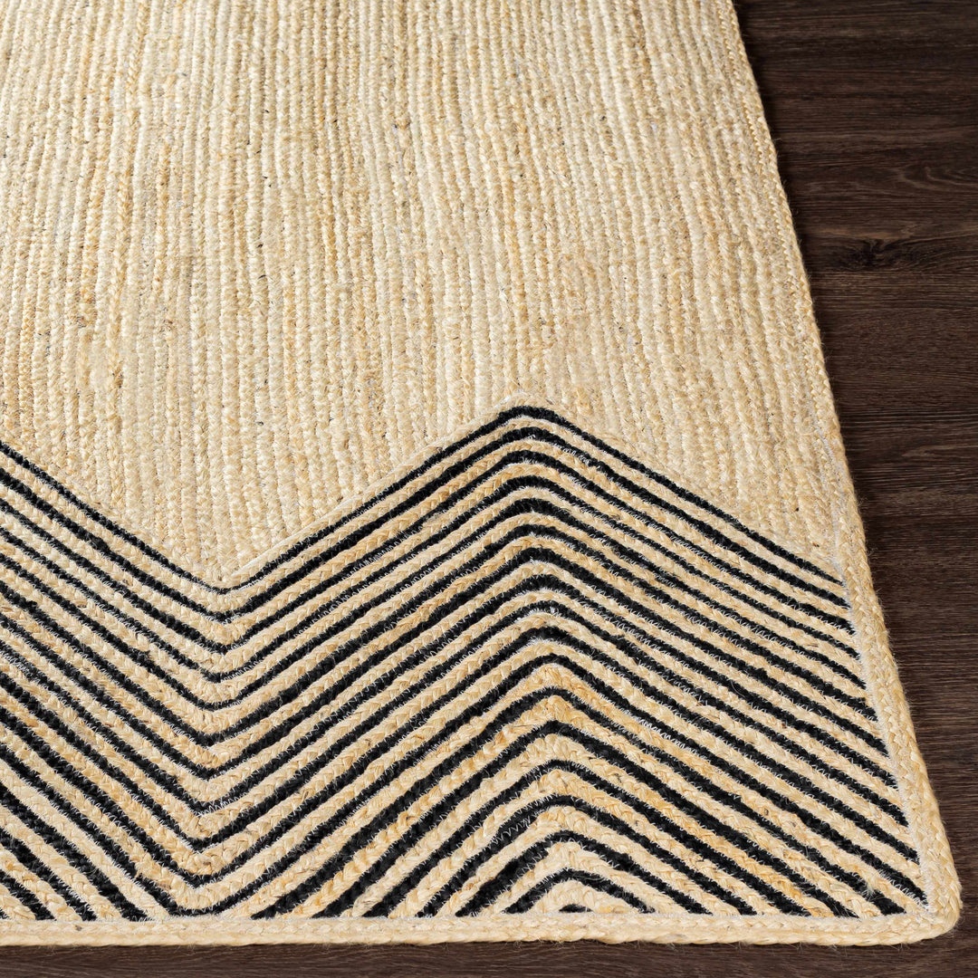 Ringstead Modern Geometrical Beige And Black Jute Braided Carpet