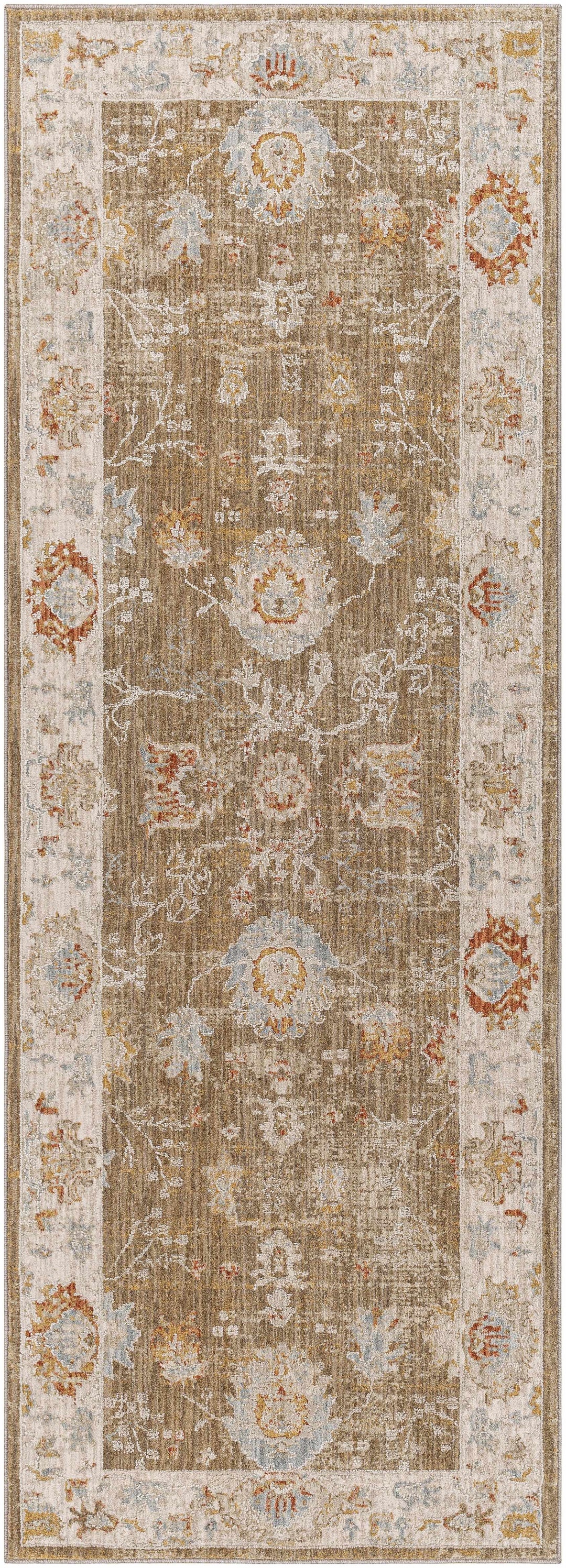 Rangeville Traditional Oushak Design Ivory And Brown Area Rug