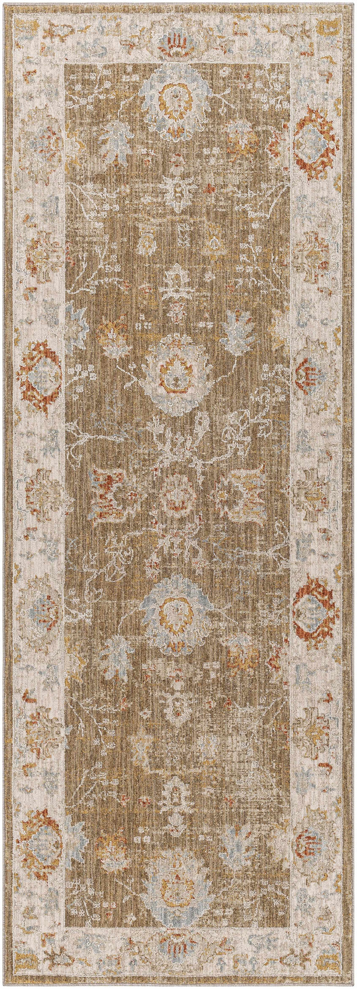 Rangeville Traditional Oushak Design Ivory And Brown Area Rug