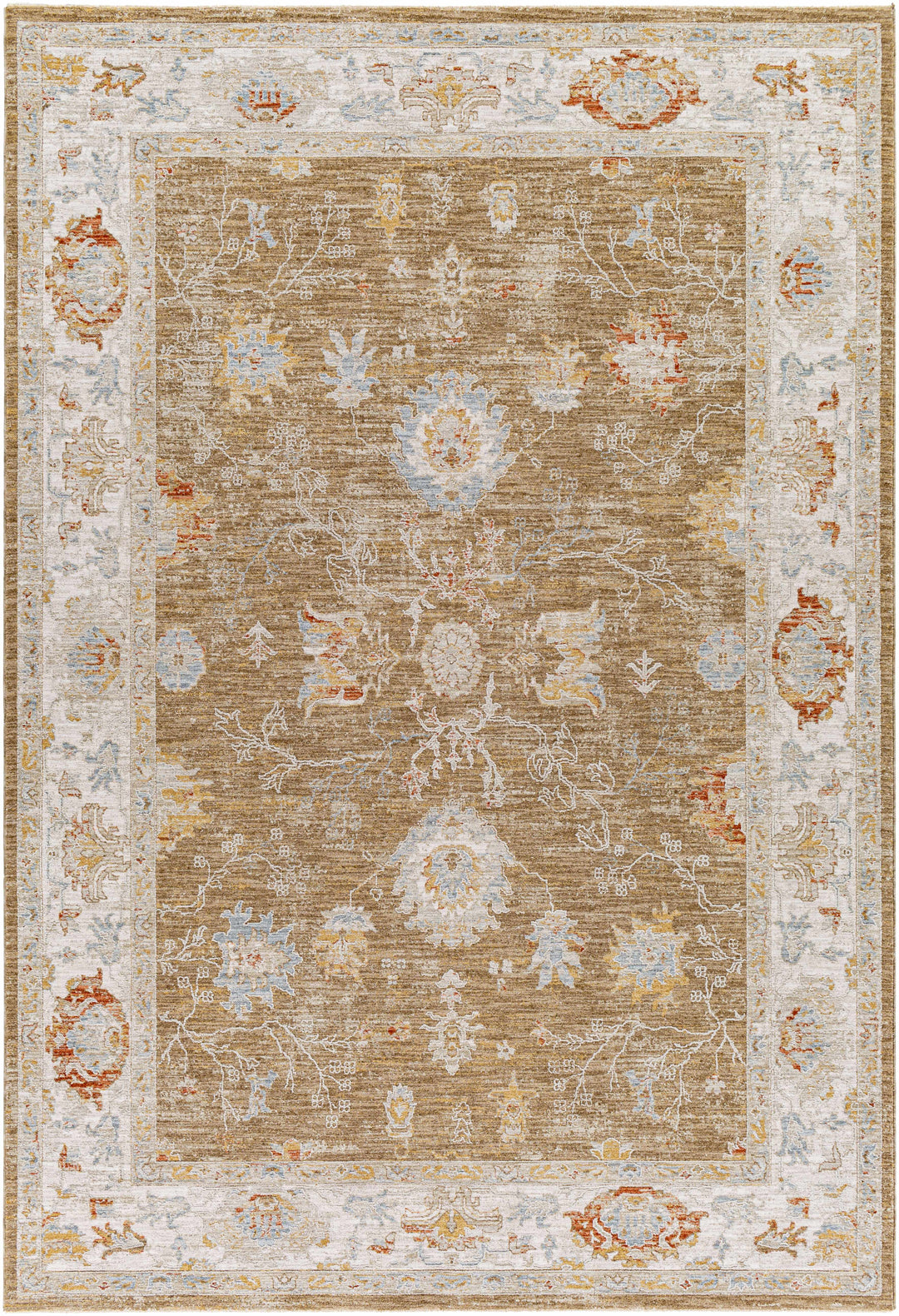 Rangeville Traditional Oushak Design Ivory And Brown Area Rug