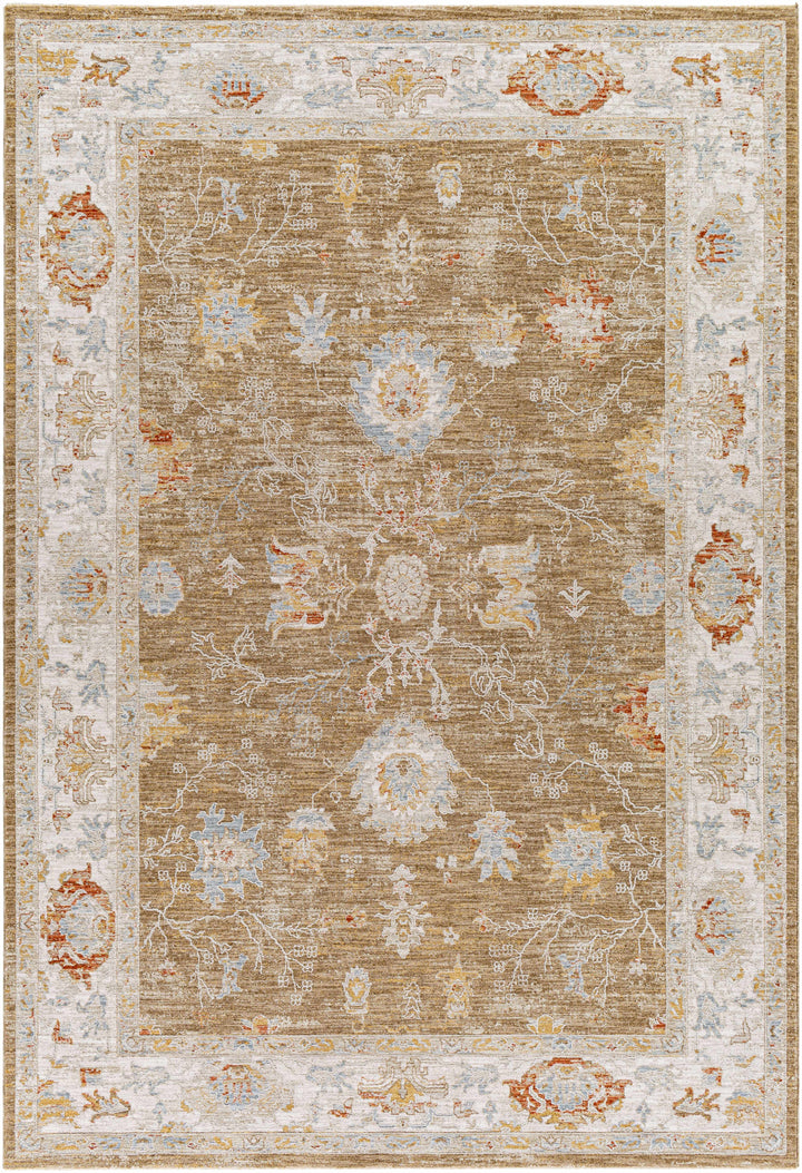 Rangeville Traditional Oushak Design Ivory And Brown Area Rug