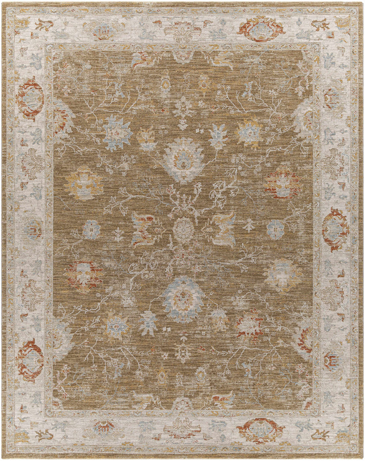 Rangeville Traditional Oushak Design Ivory And Brown Area Rug