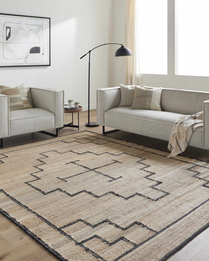 Robyn Tribal Design Tan And Black Jute Rug - The Rug Decor