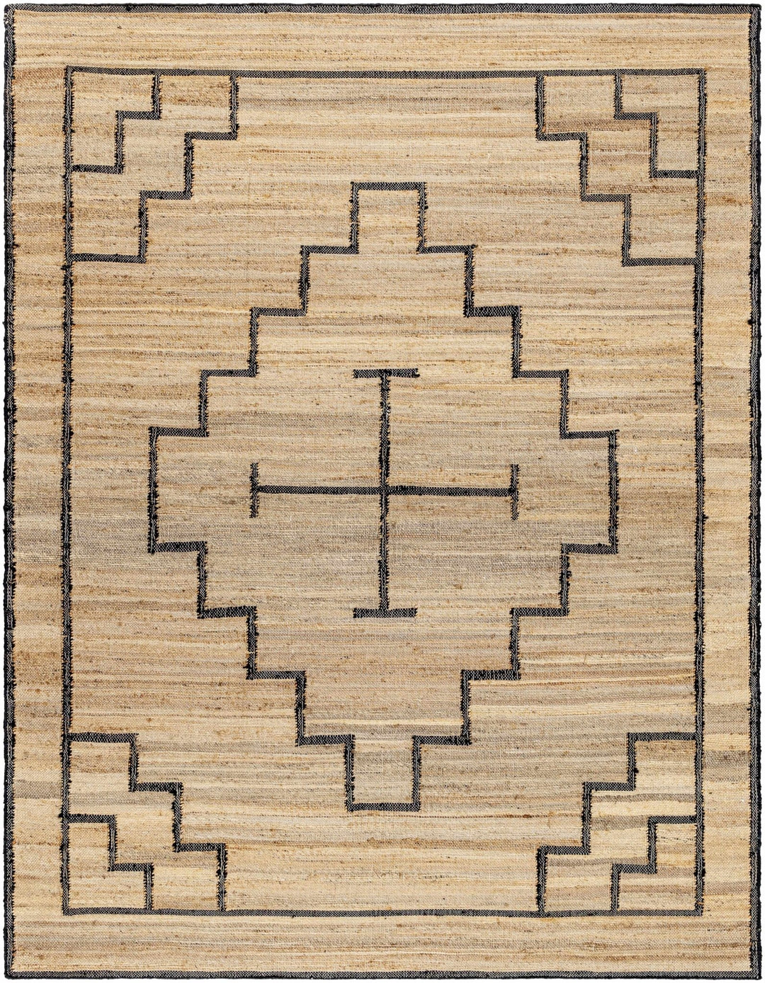 Robyn Tribal Design Tan And Black Jute Rug - The Rug Decor