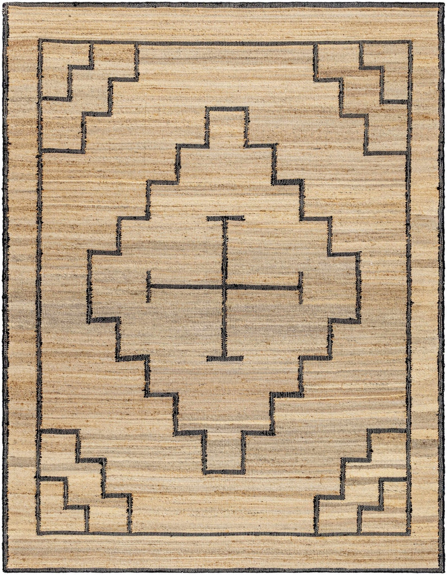 Robyn Tribal Design Tan And Black Jute Rug - The Rug Decor