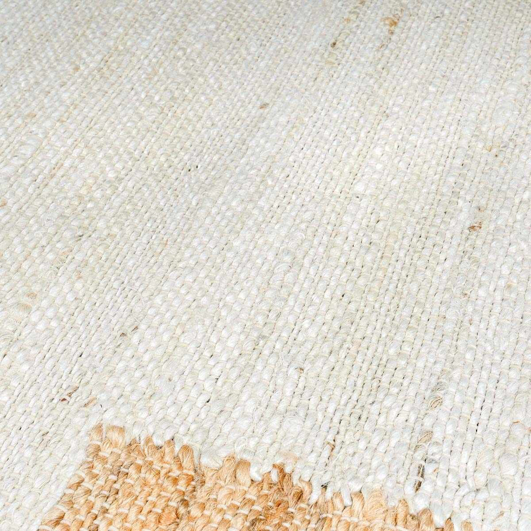 Rocio Modern Geometrical Ivory And Tan Jute Carpet - The Rug Decor