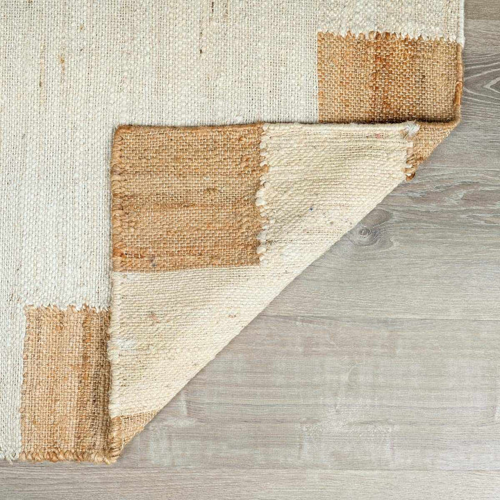 Rocio Modern Geometrical Ivory And Tan Jute Carpet - The Rug Decor