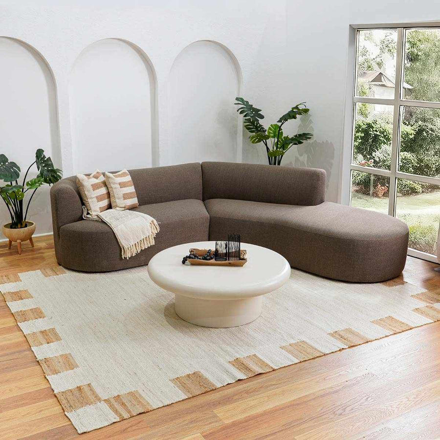 Rocio Modern Geometrical Ivory And Tan Jute Carpet - The Rug Decor