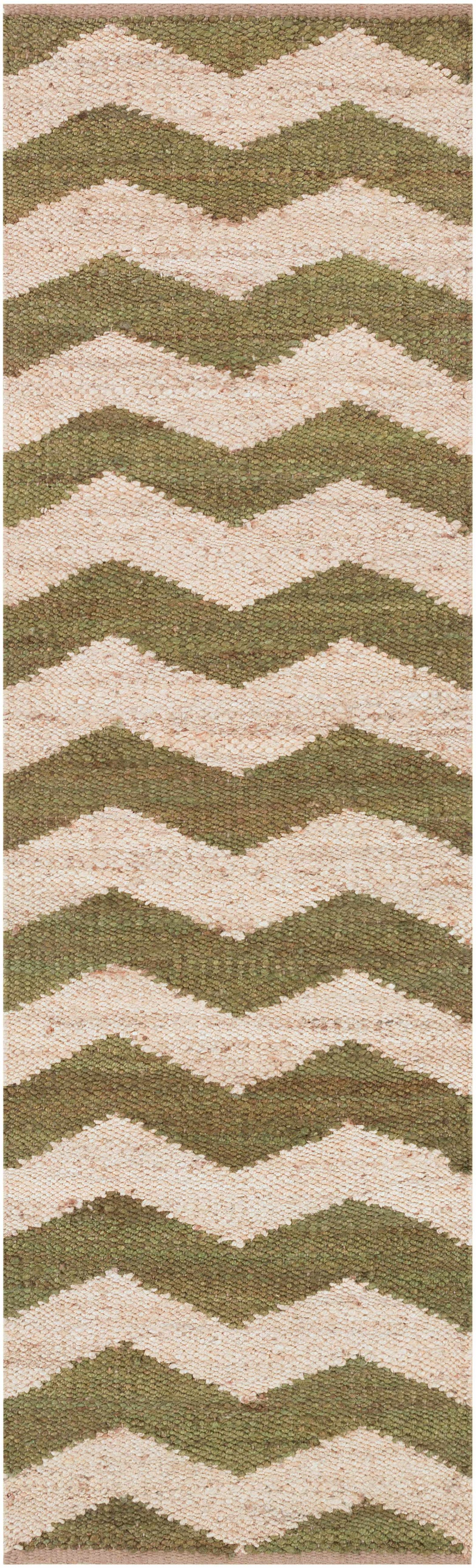 Rockholds Modern Chevron Pattern Green And Beige Hand Woven Rug