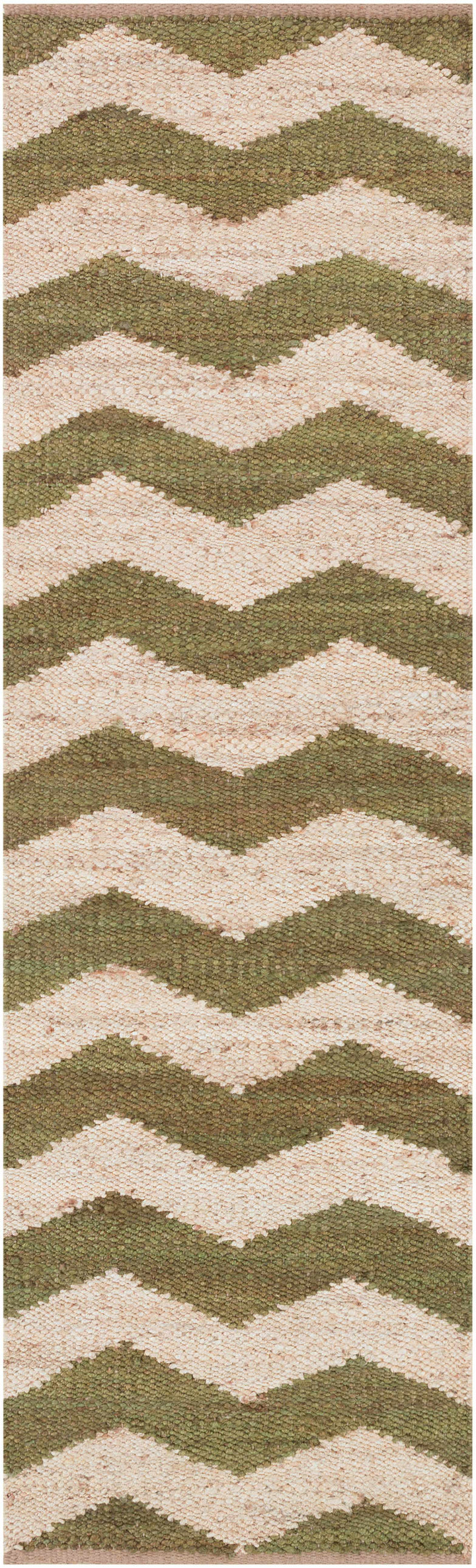 Rockholds Modern Chevron Pattern Green And Beige Hand Woven Rug