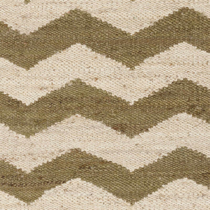Rockholds Modern Chevron Pattern Green And Beige Hand Woven Rug