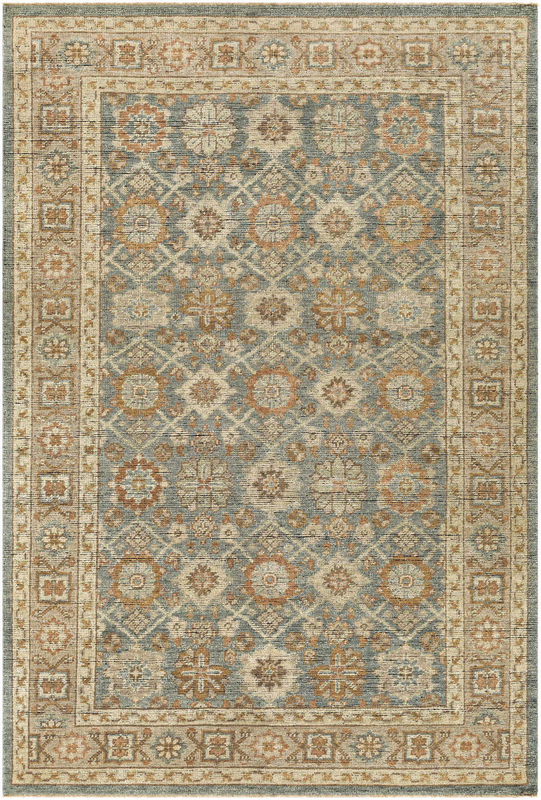 Rockton Traditional Style Beige And Blue Hand Knotted Area Rug