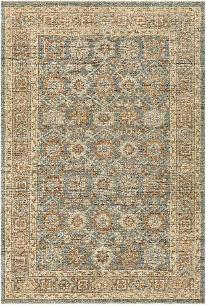 Rockton Traditional Style Beige And Blue Hand Knotted Area Rug