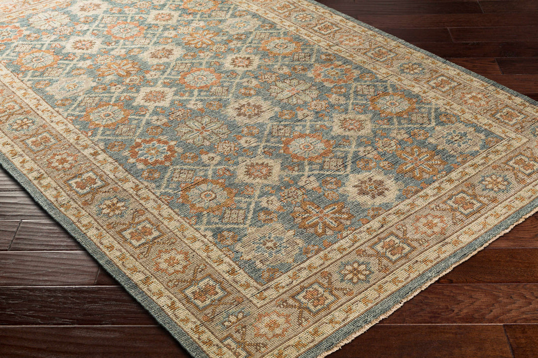Rockton Traditional Style Beige And Blue Hand Knotted Area Rug