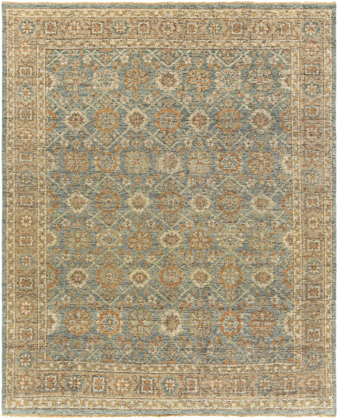 Rockton Traditional Style Beige And Blue Hand Knotted Area Rug