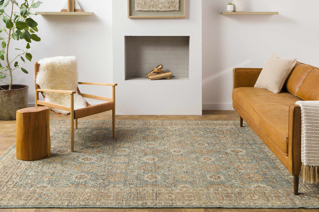 Rockton Traditional Style Beige And Blue Hand Knotted Area Rug