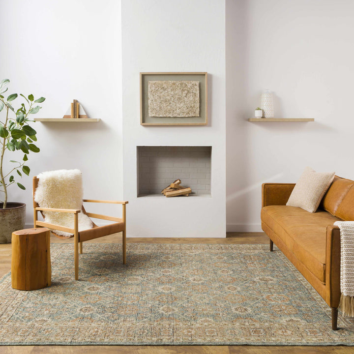 Rockton Traditional Style Beige And Blue Hand Knotted Area Rug