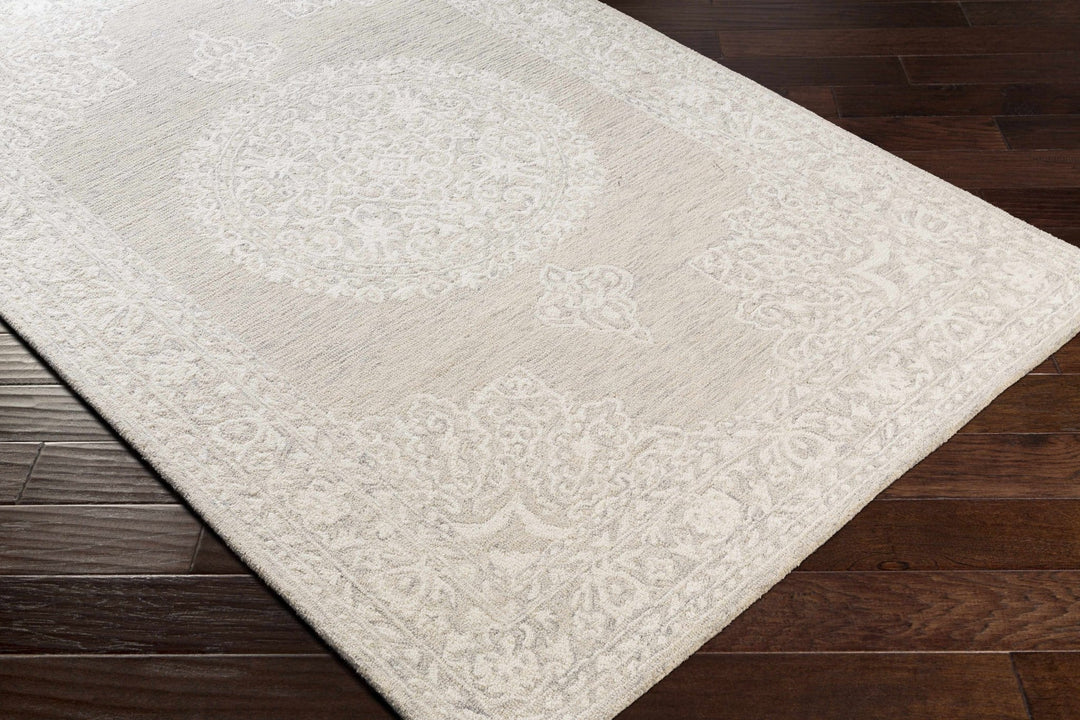 Roessleville Transitional Cream And Gray Wool Area Rug - The Rug Decor
