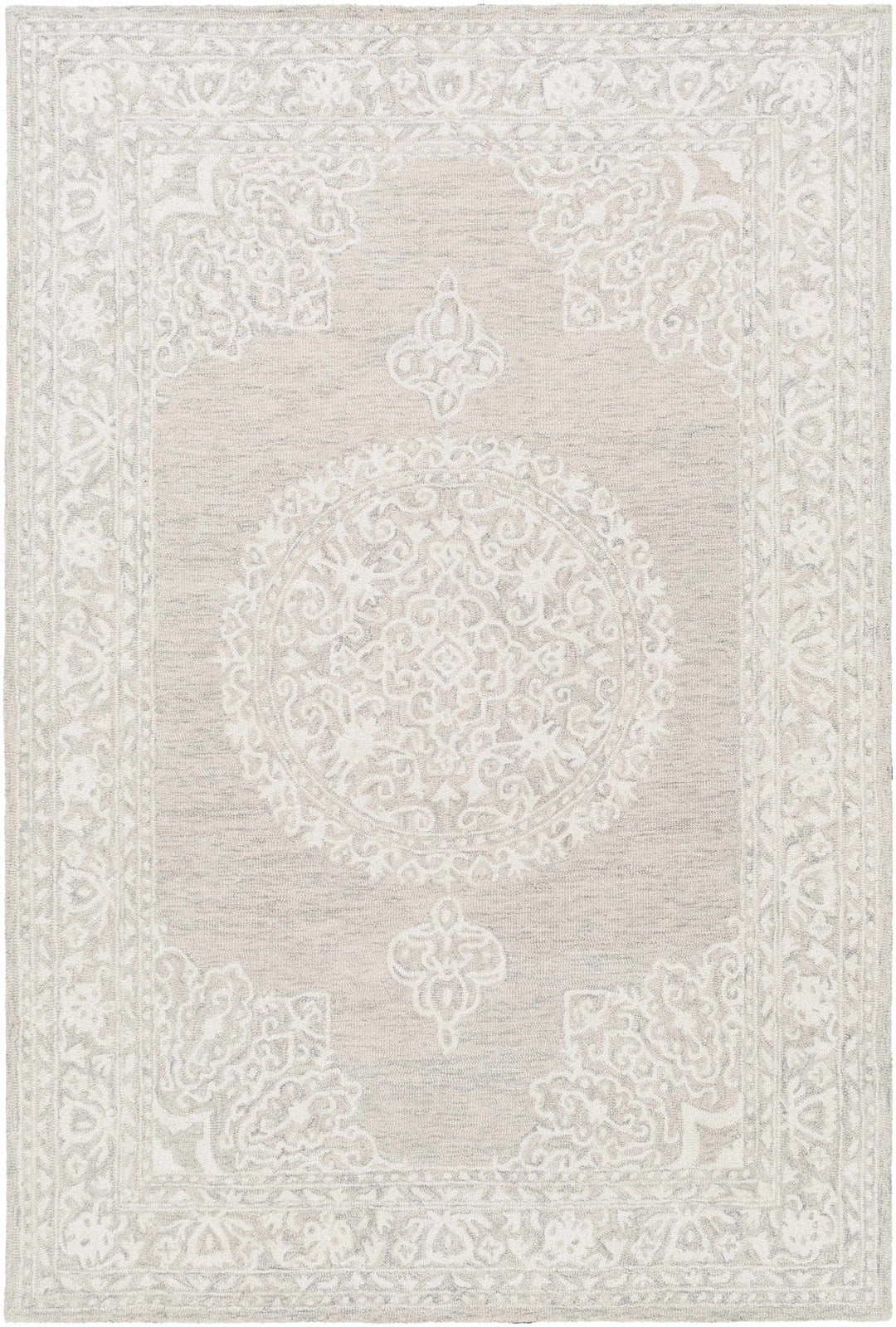 Roessleville Transitional Cream And Gray Wool Area Rug - The Rug Decor