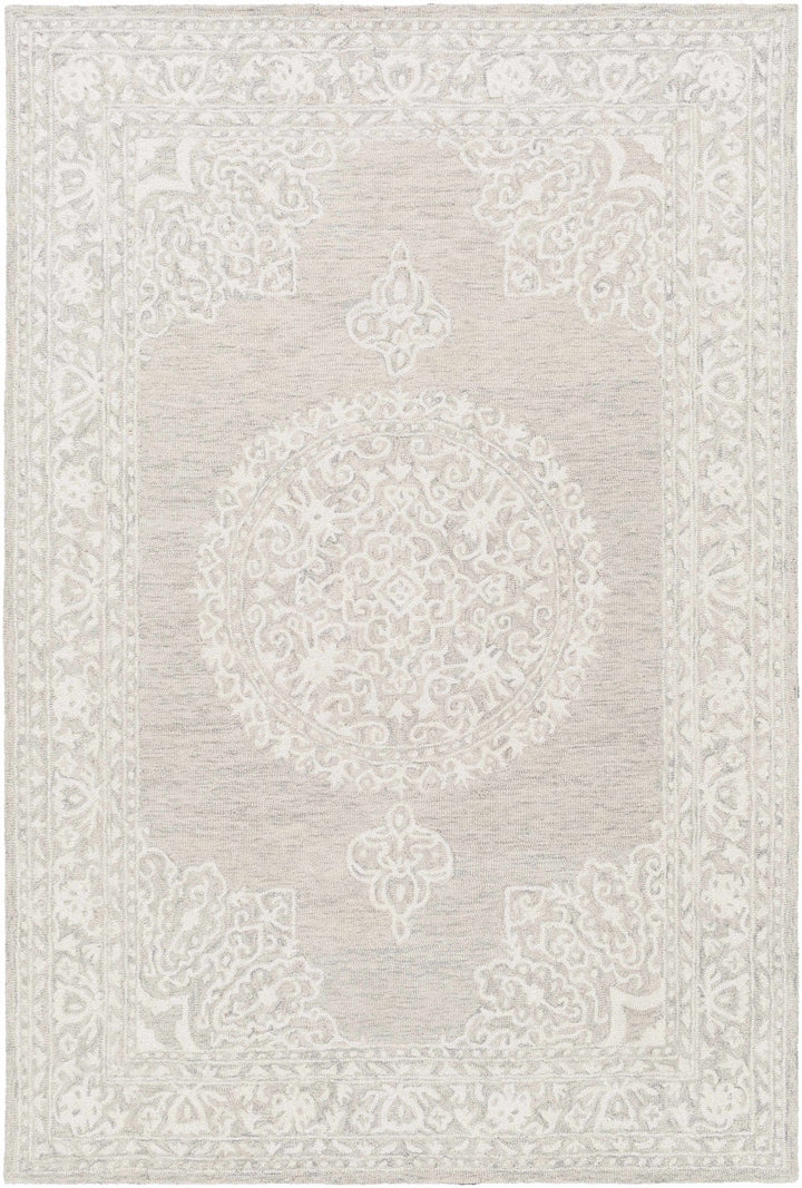 Roessleville Transitional Cream And Gray Wool Area Rug - The Rug Decor