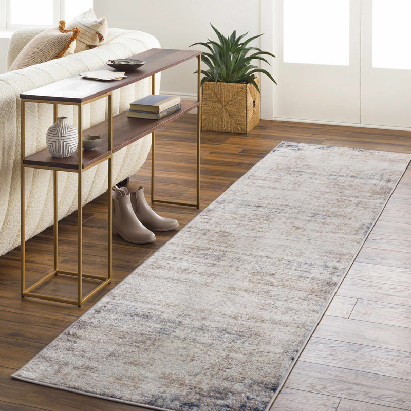 Contemporary Abstract Beige, Tan and Charcoal Machine Woven Area Rug