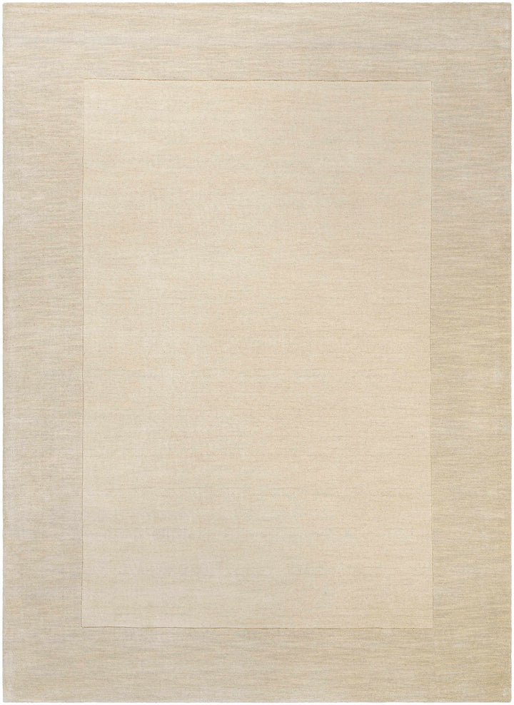 Bordered Beige Modern Style Hand Loom Wool Area Rug