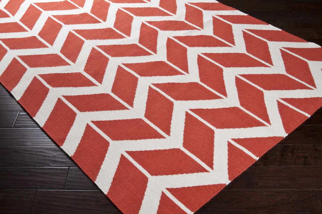 Roodhouse Modern Geometrical Rust Hand Woven Wool Area Rug