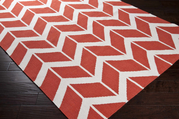 Roodhouse Modern Geometrical Rust Hand Woven Wool Area Rug