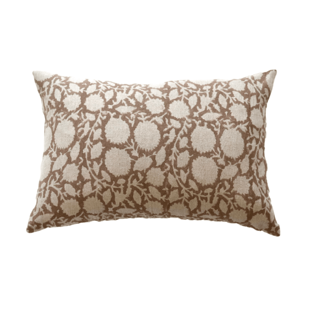 Rory Brown Floral Cotton Pillow Cover - The Rug Decor