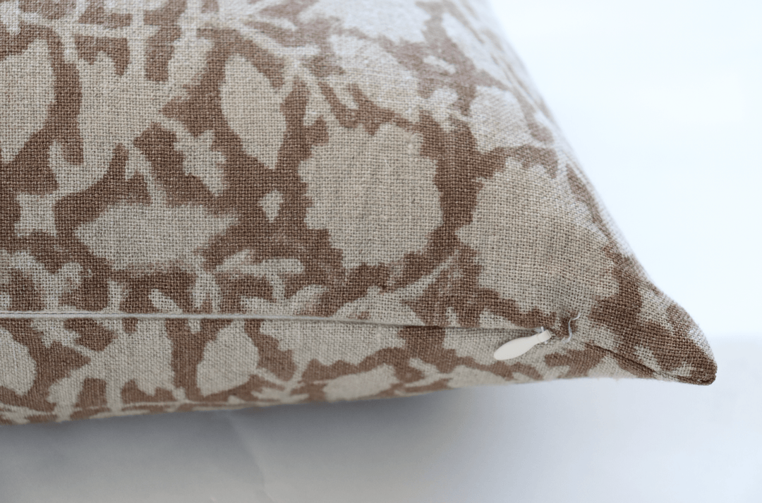 Rory Brown Floral Cotton Pillow Cover - The Rug Decor