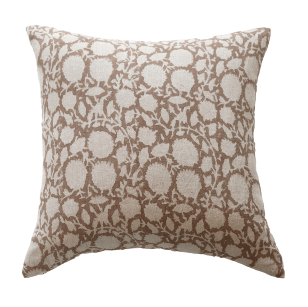 Rory Brown Floral Cotton Pillow Cover - The Rug Decor