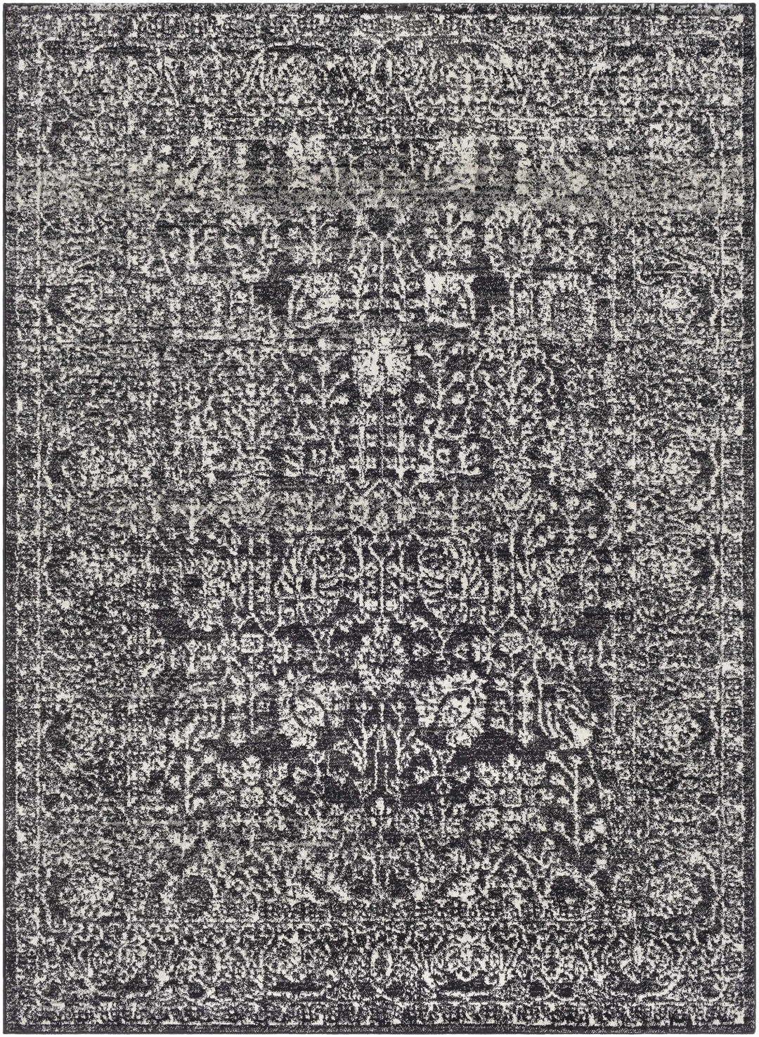 Roseland Charcoal And White Traditional Style Area Rug